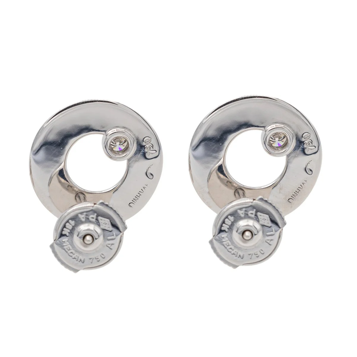 Dinh Van Boucles d'oreilles Puces Cible Or blanc Diamant - Image 4