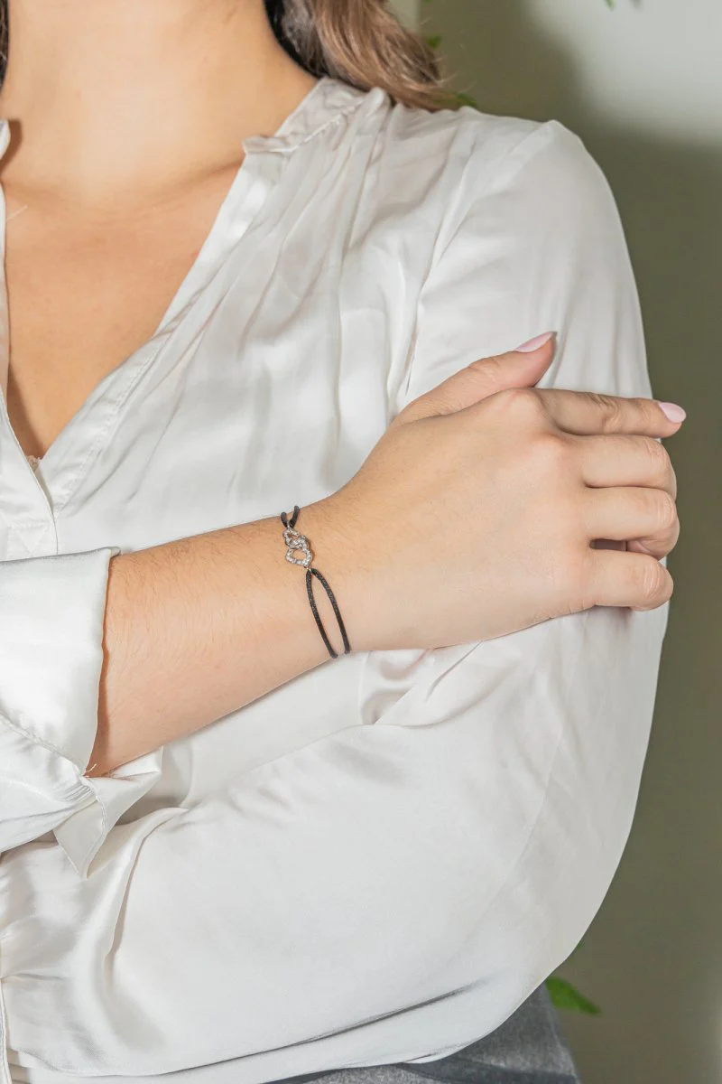Bracelet Dinh Van Double cœur Or blanc Diamant - Image 2