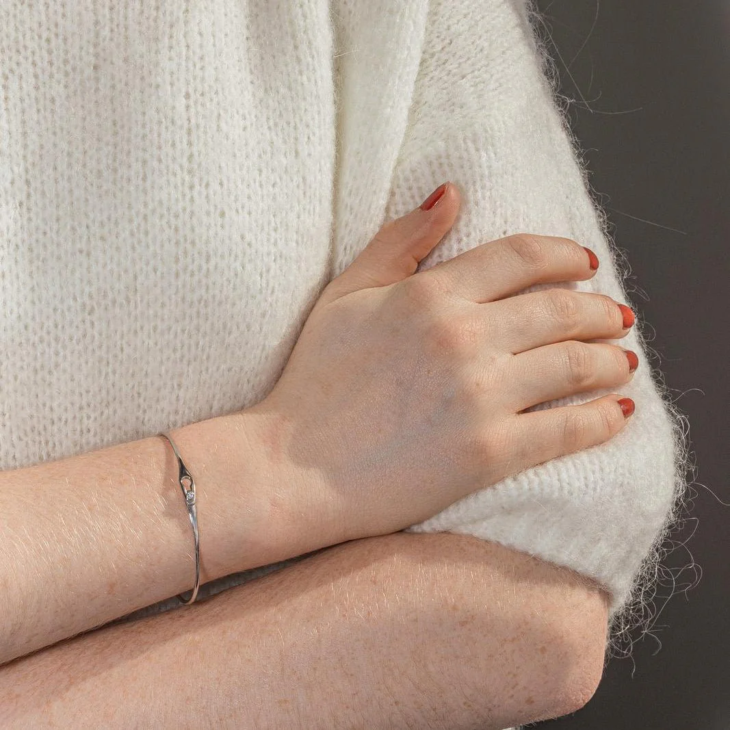 Bracelet Jonc DINH VAN "Serrure" en or blanc et diamant - Image 2