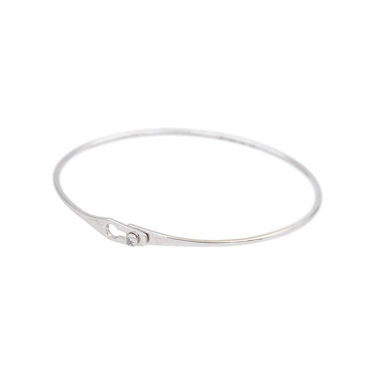 Bracelet Jonc DINH VAN "Serrure" en or blanc et diamant - Image 3