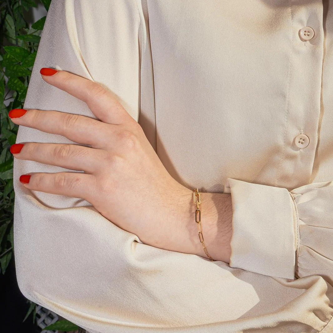 Bracelet Maille DINH VAN "Maillon" en or jaune et diamants - Image 2