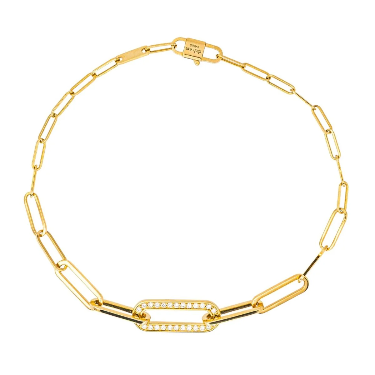 Bracelet Maille DINH VAN "Maillon" en or jaune et diamants - Image 4