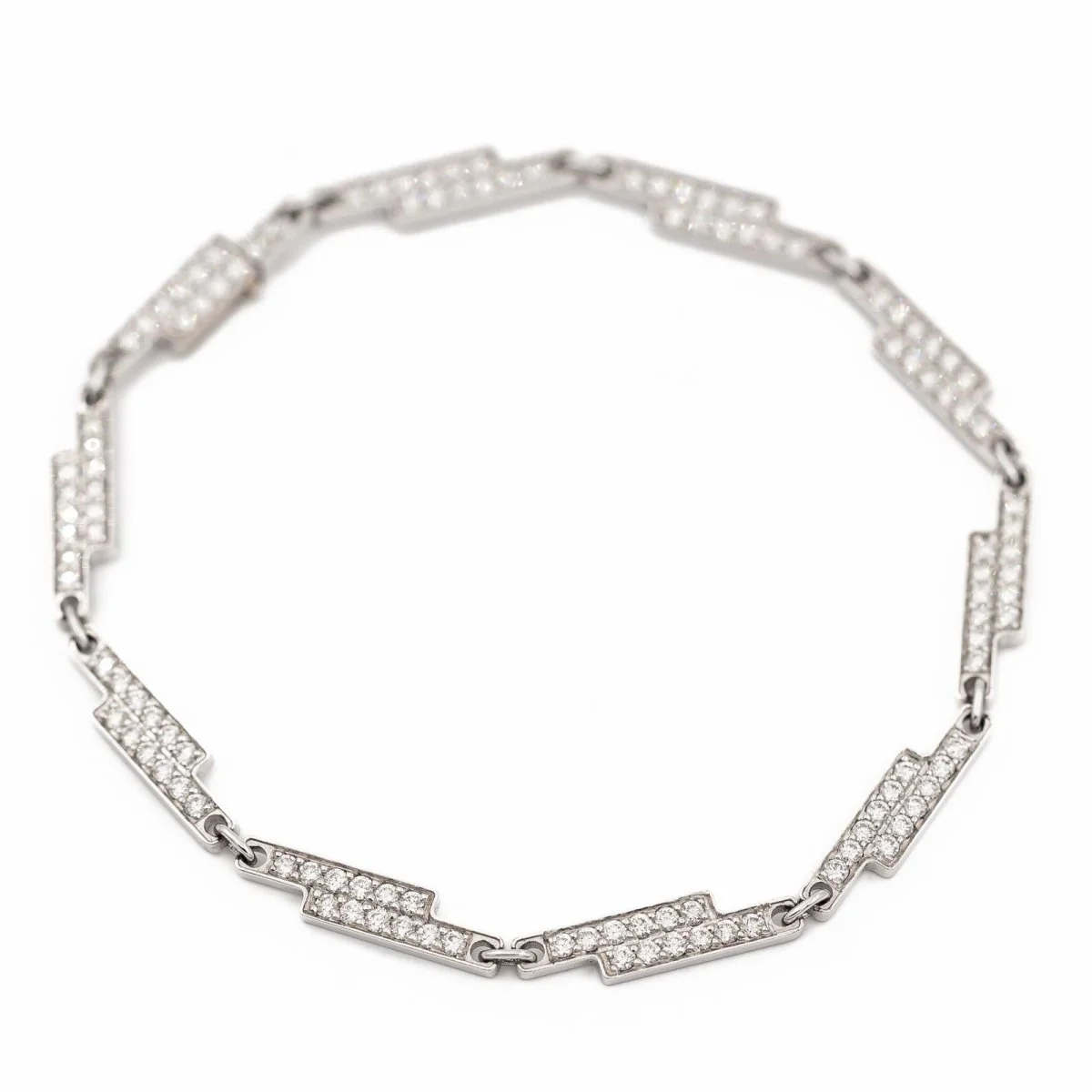 Bracelet DINH VAN "Seventies" en or blanc et diamant