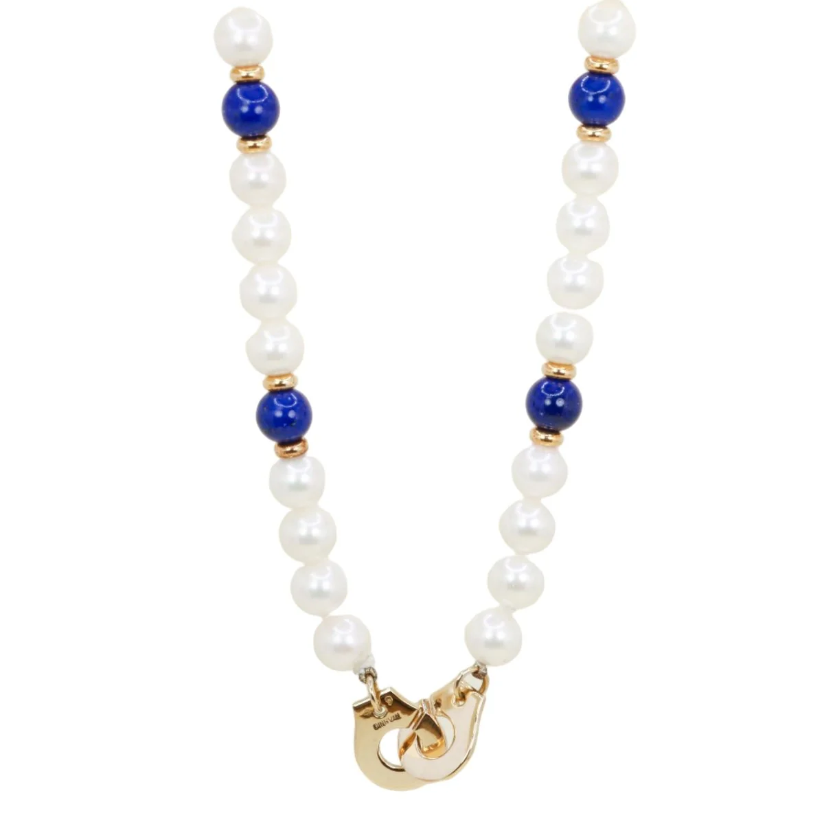 Collier Perles DINH VAN "Menottes R10" en or jaune et lapis-lazuli