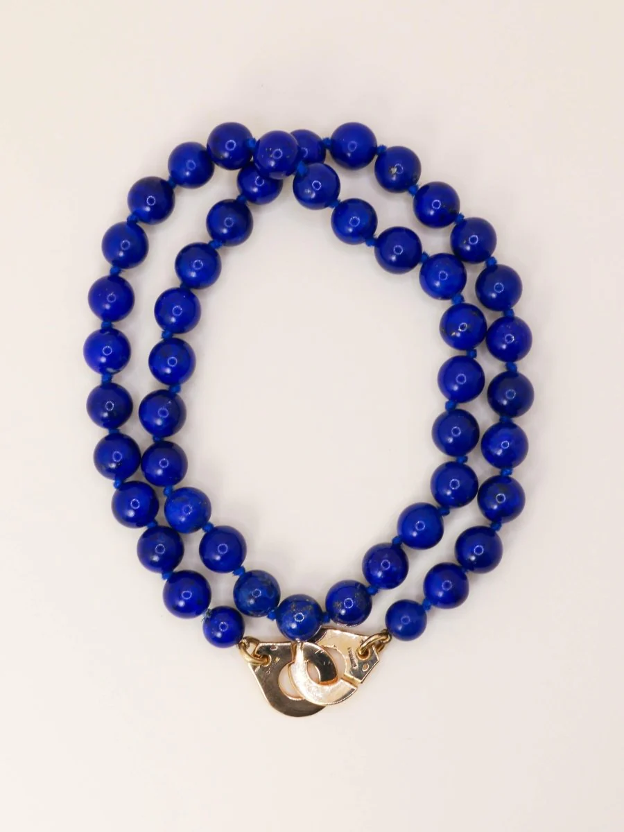 DINH VAN Collier menottes R15 or jaune lapis lazuli