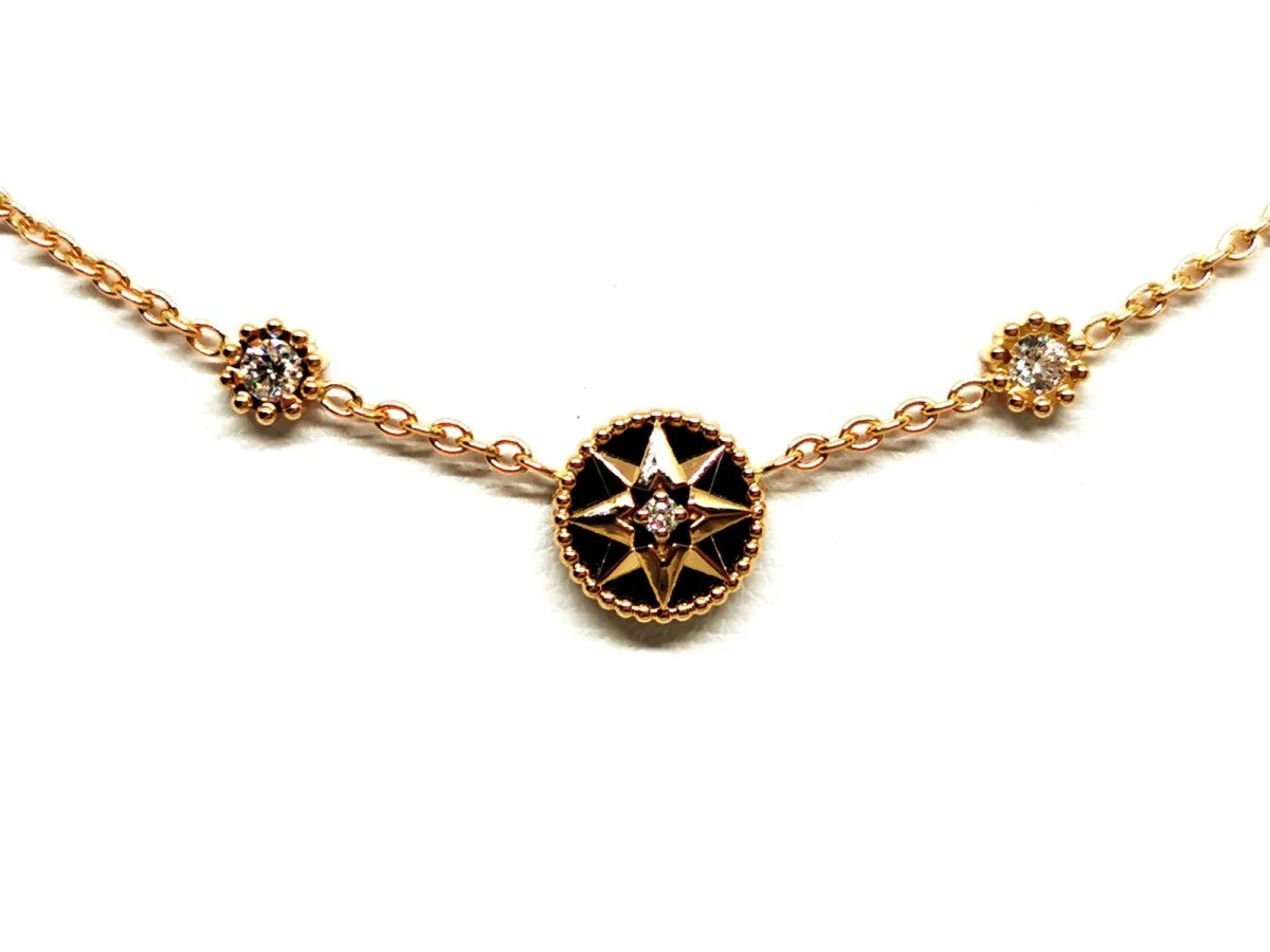 Dior Collier Pendentif Rose des vents Or rose Diamant