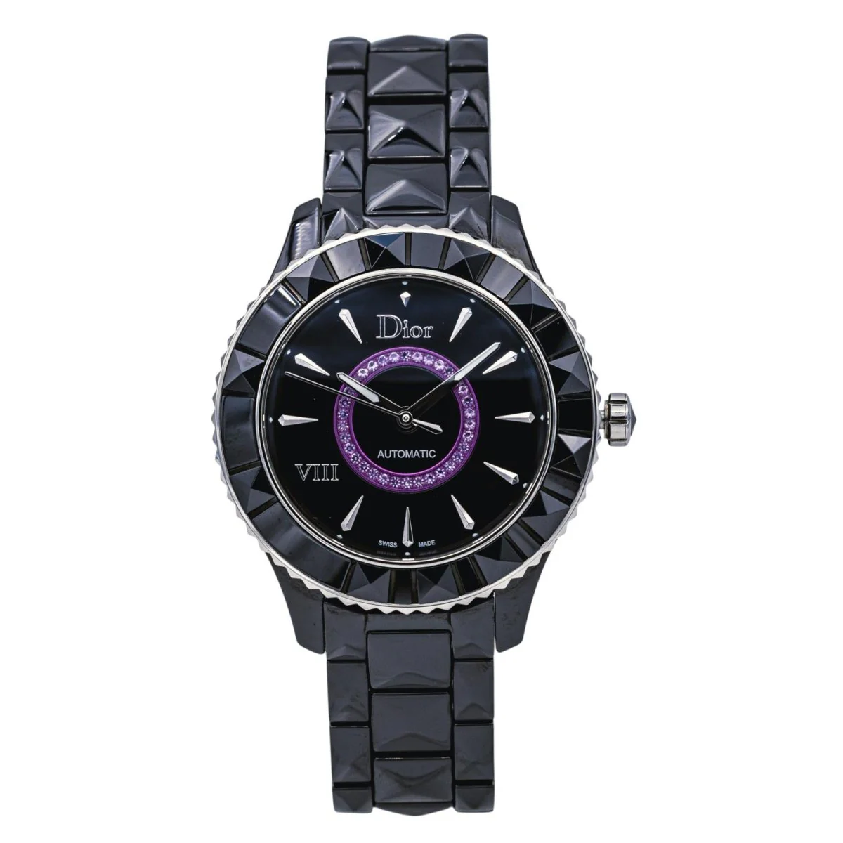 Montre DIOR "VIII" en céramique, saphir et améthyste