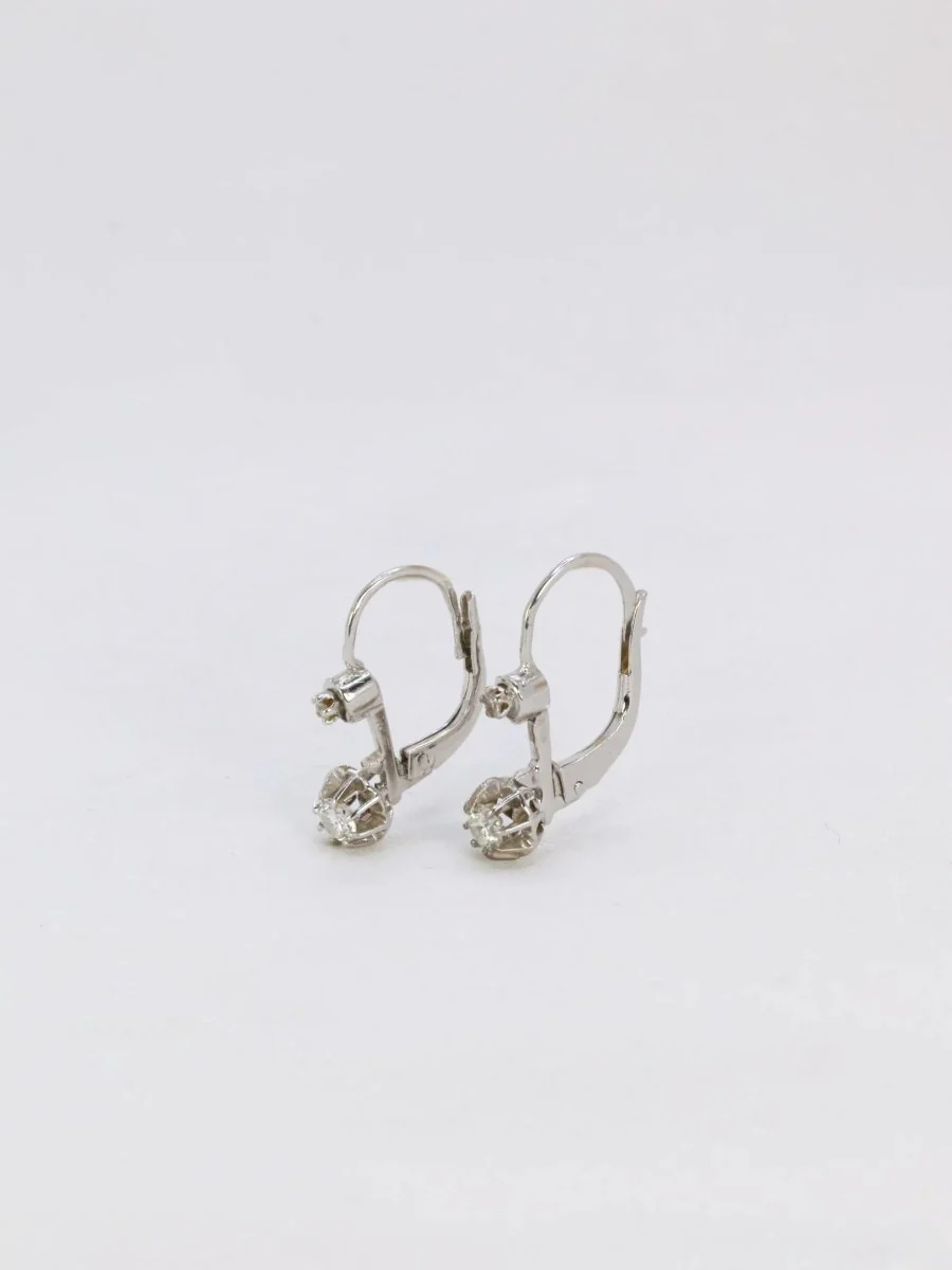 Dormeuses vintage en or blanc et diamants 0.3ct - Image 4