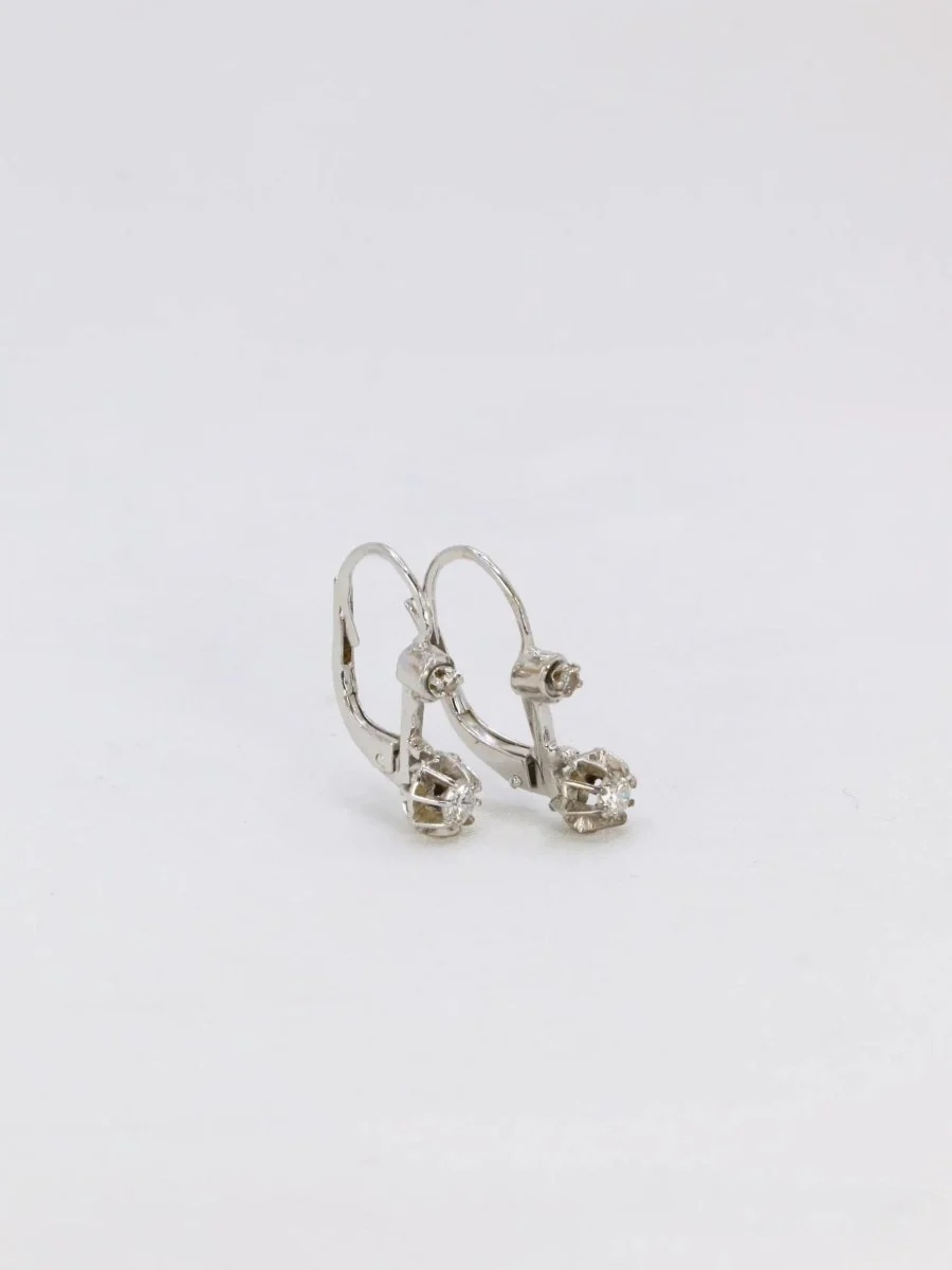 Dormeuses vintage en or blanc et diamants 0.3ct - Image 5