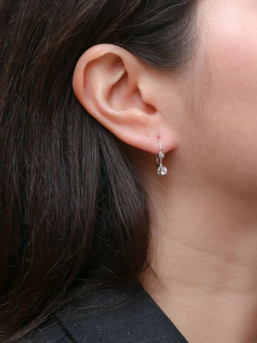 Dormeuses vintage en or blanc et diamants 0.3ct - Image 6