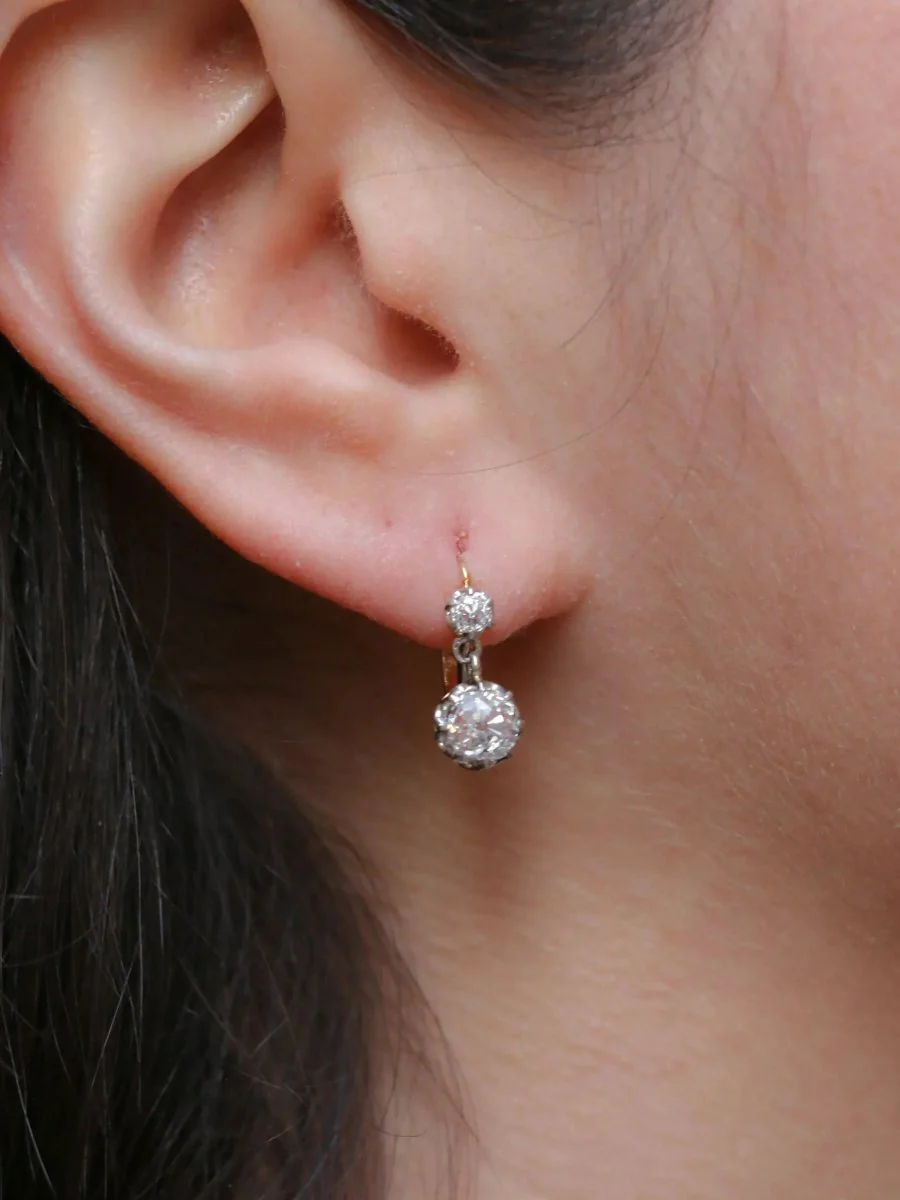 Dormeuses or diamants taille ancienne 2,4 ct - Image 2