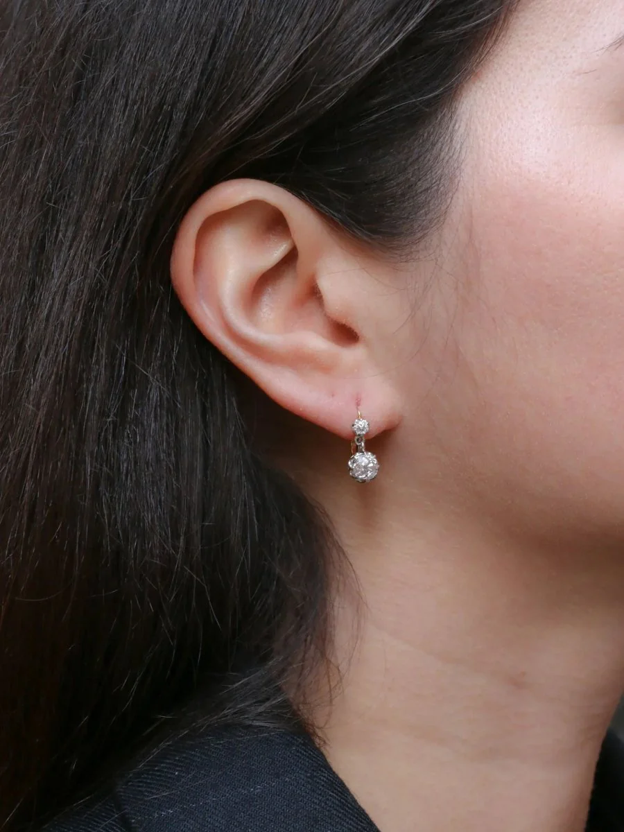 Dormeuses or diamants taille ancienne 2,4 ct - Image 5