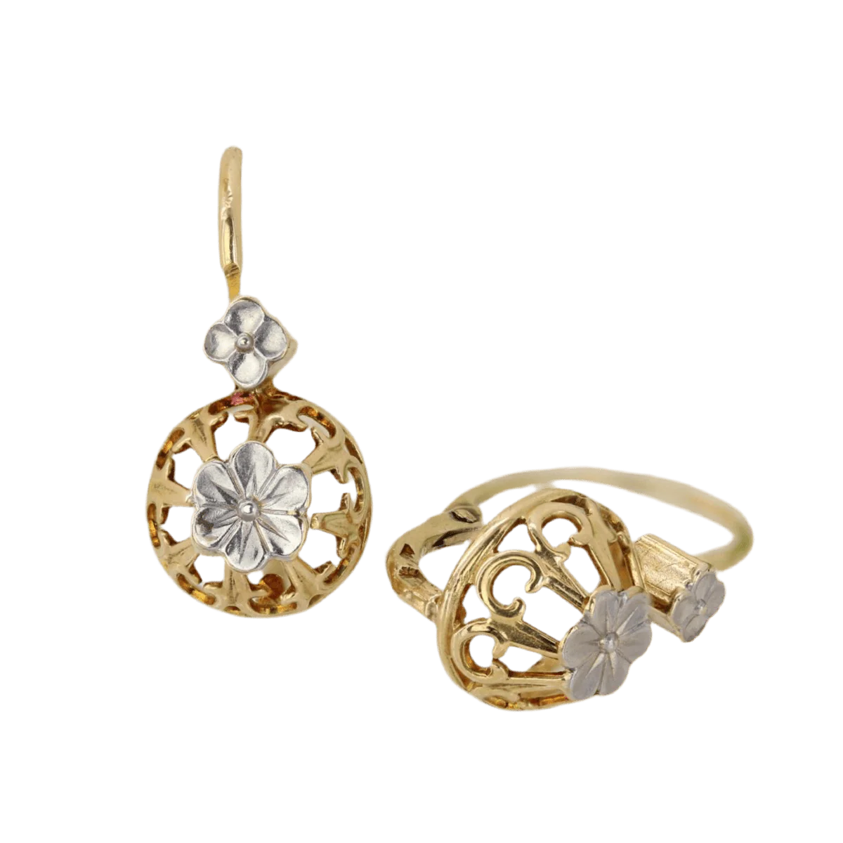 Boucles d'oreilles Dormeuses en or jaune et or blanc - Image 3