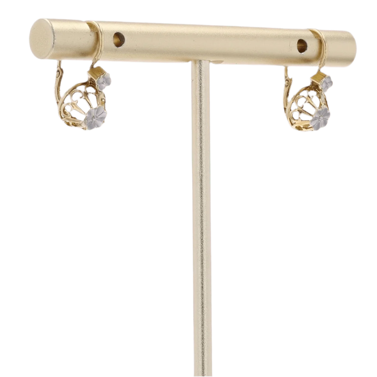 Boucles d'oreilles Dormeuses en or jaune et or blanc - Image 4