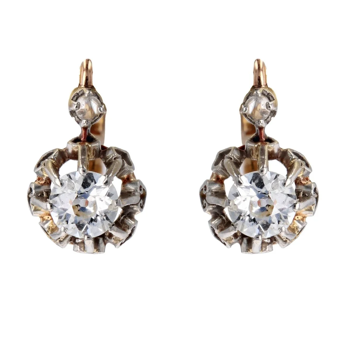 Boucles d'oreilles Dormeuses en or rose et diamants