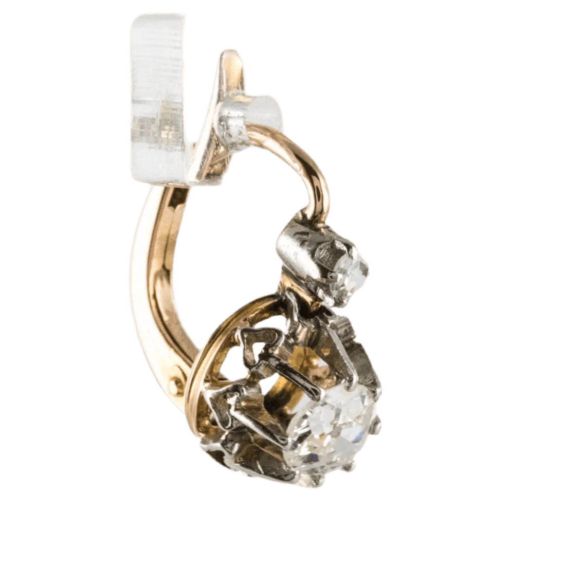 Boucles d'oreilles Dormeuses en or rose et diamants - Image 3