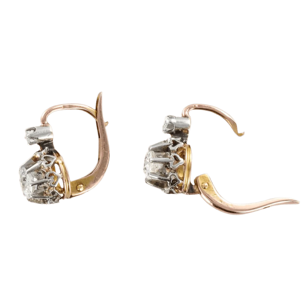 Boucles d'oreilles Dormeuses en or rose et diamants - Image 4
