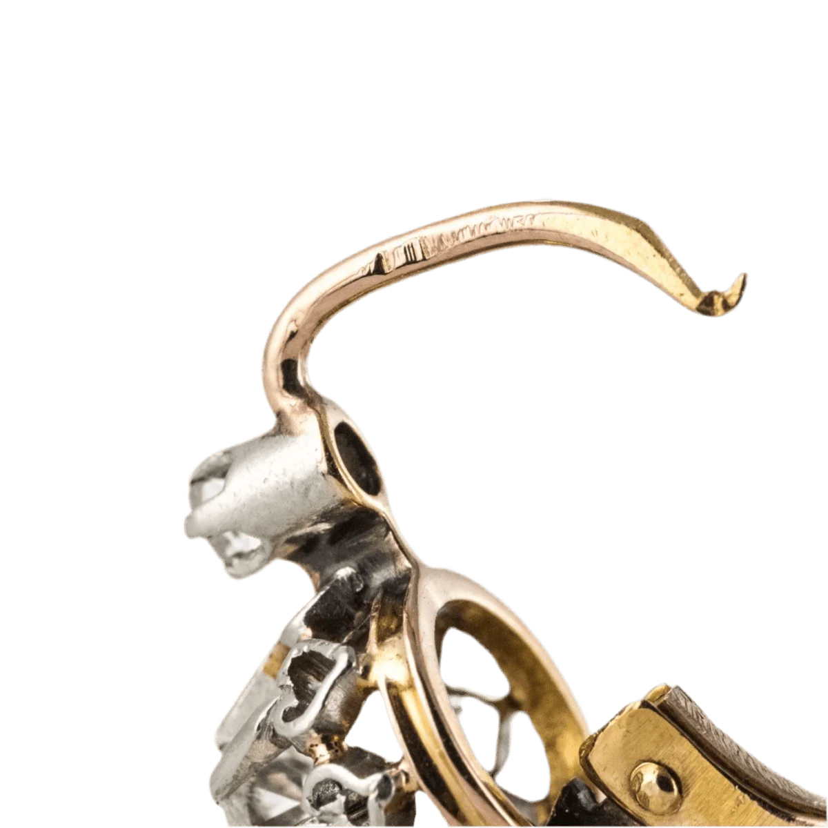Boucles d'oreilles Dormeuses en or rose et diamants - Image 5
