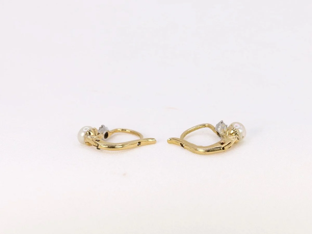 Dormeuses anciennes en or, diamants et perles fines - Image 7