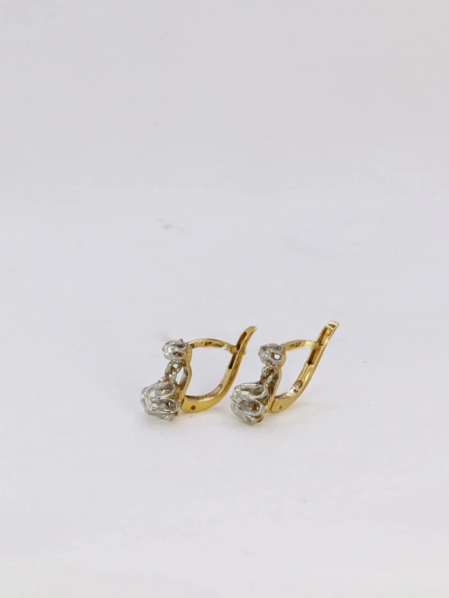 Dormeuses en or et diamants taille ancienne 0.2ct - Image 3