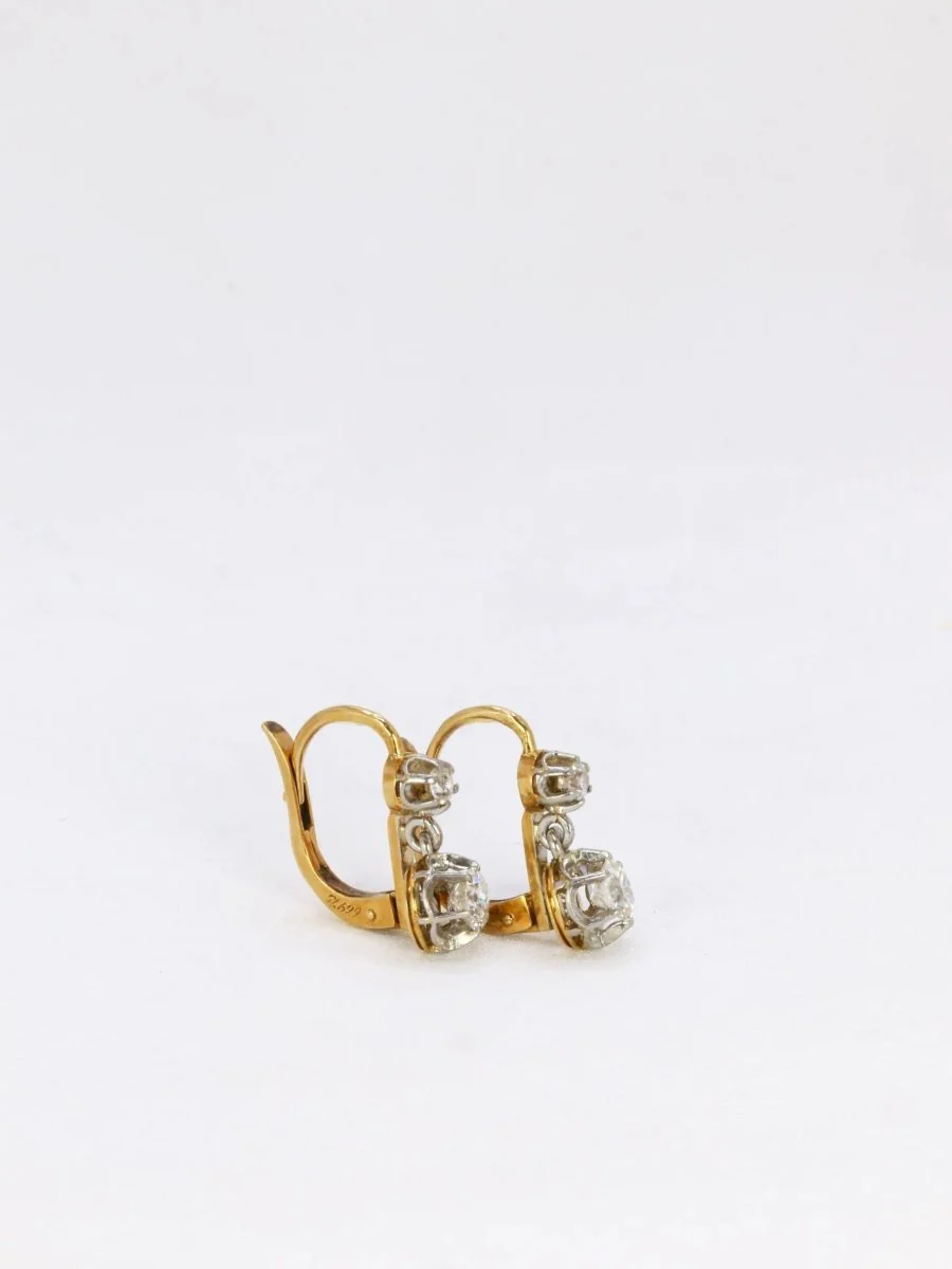Dormeuses en or et diamants taille ancienne 0.7ct - Image 3