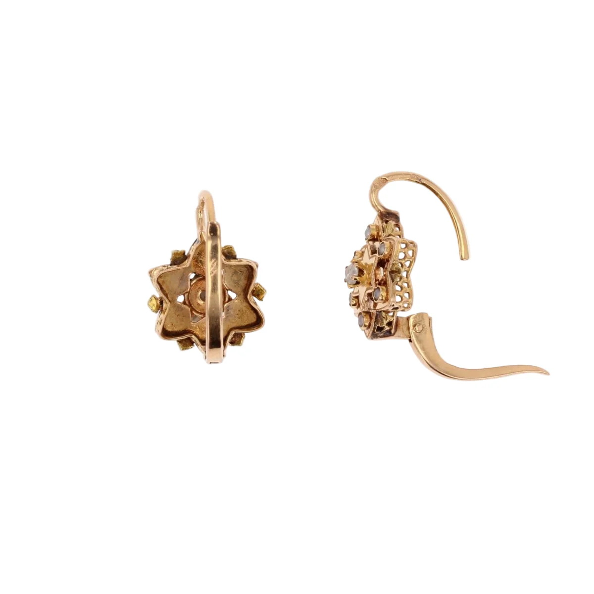 Boucles d'oreilles Dormeuses en or rose, perles et diamants - Image 4