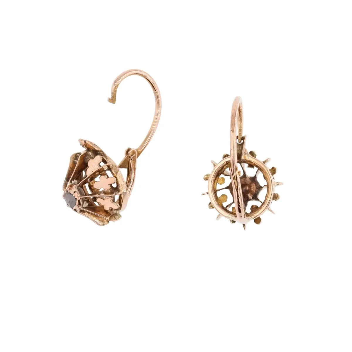 Boucles d'oreilles Dormeuses en or rose et diamants - Image 4