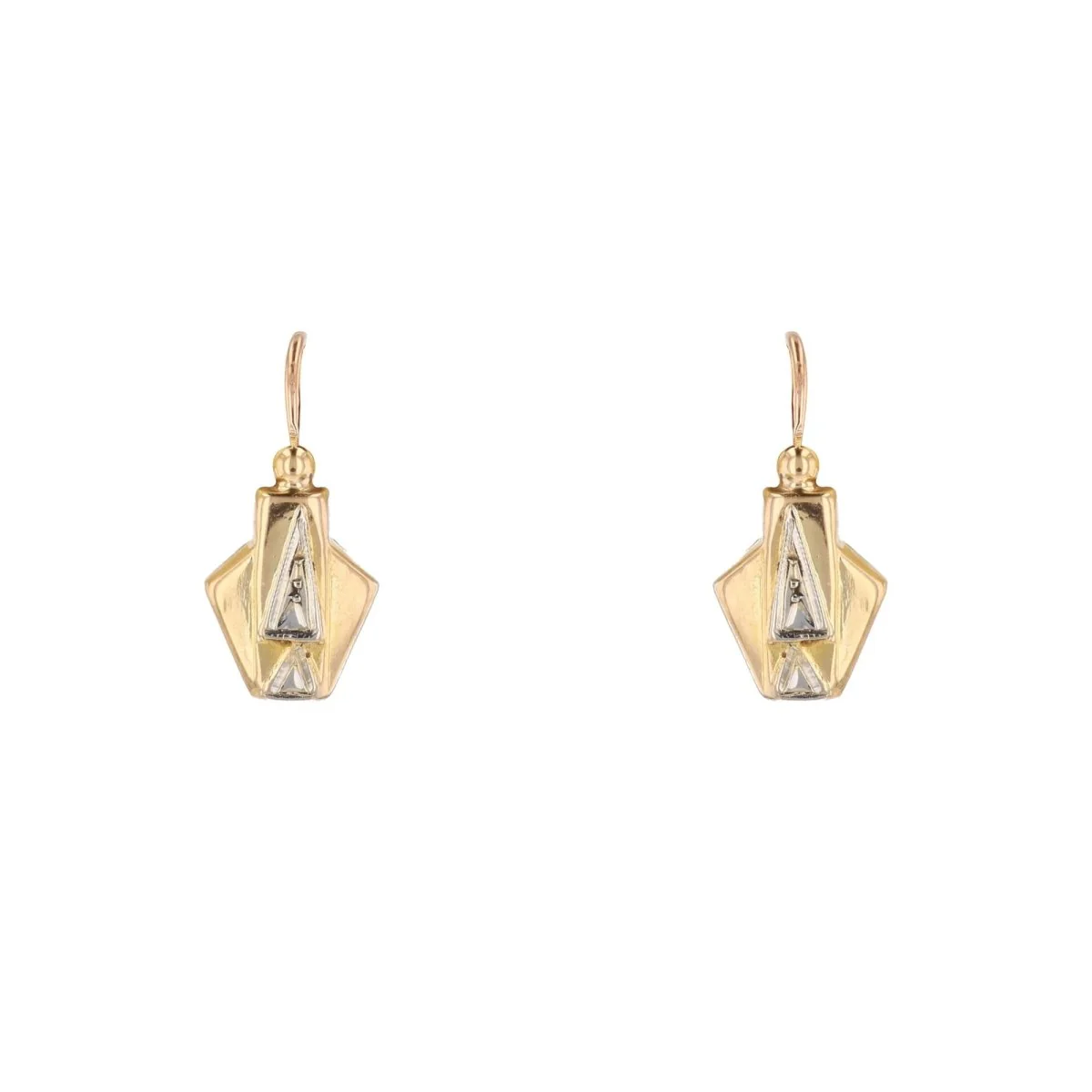 Boucles d'oreilles Dormeuses en or jaune et or blanc
