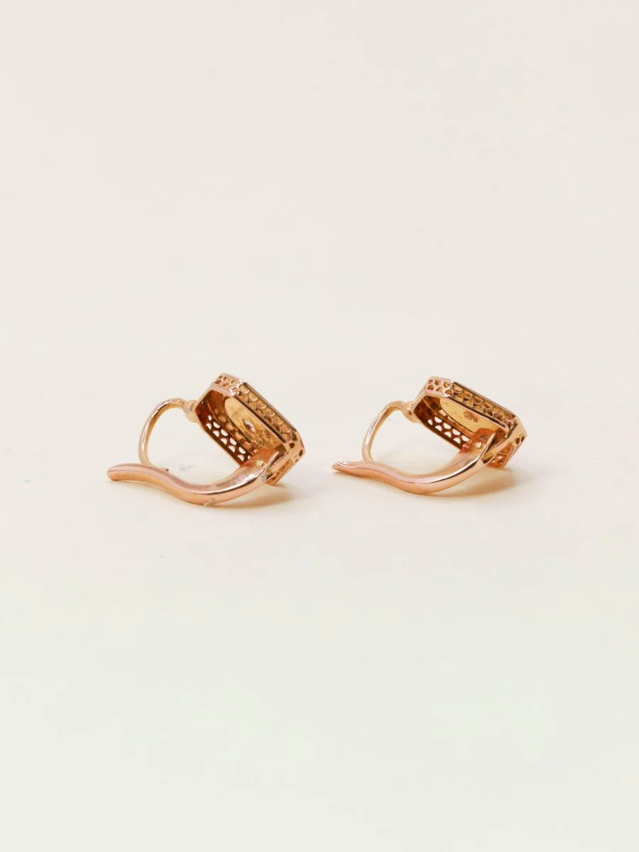 Dormeuses anciennes or rose diamant taille rose - Image 5