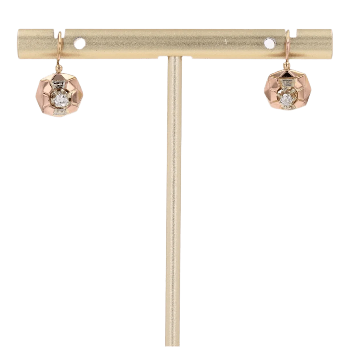 Boucles d'oreilles Dormeuses en or rose et diamants - Image 5