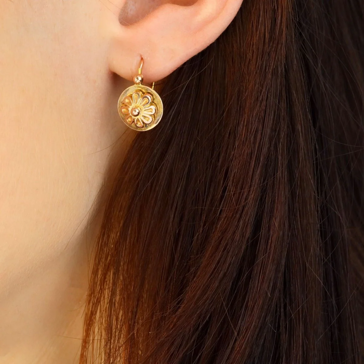 Boucles d'oreilles Dormeuses en or rose - Image 2