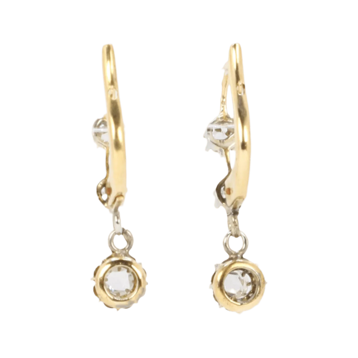 Boucles d'oreilles Dormeuses en or jaune et diamants - Image 5