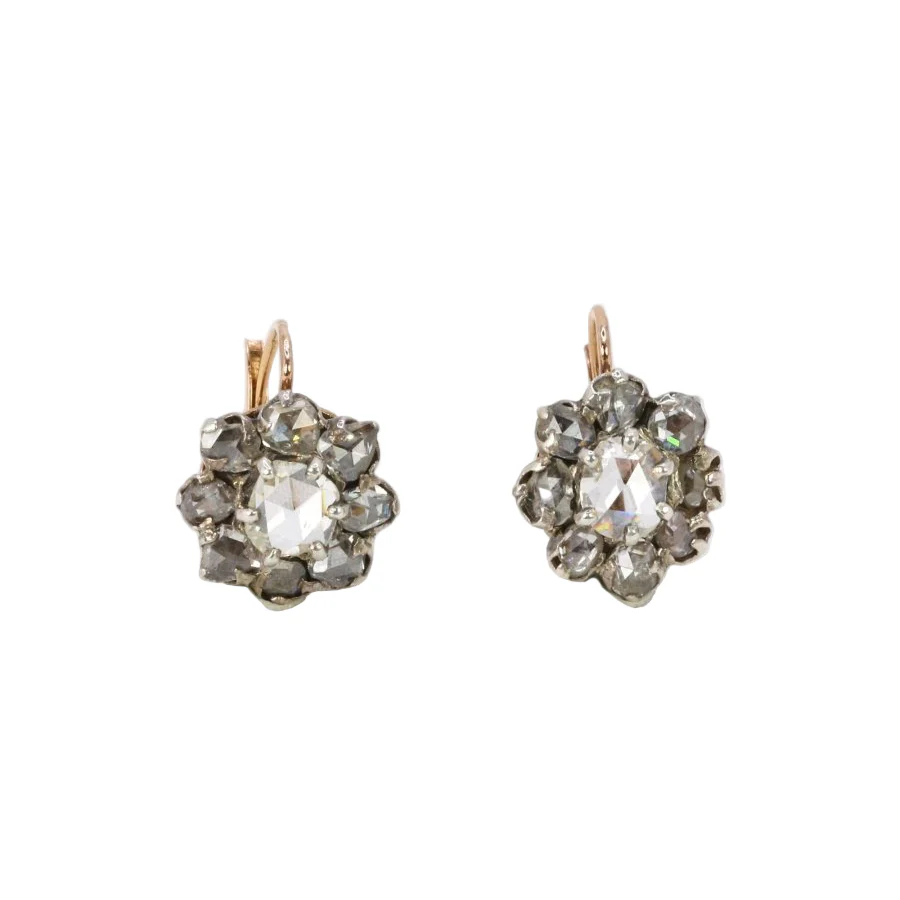 Dormeuses marguerite diamants taille rose