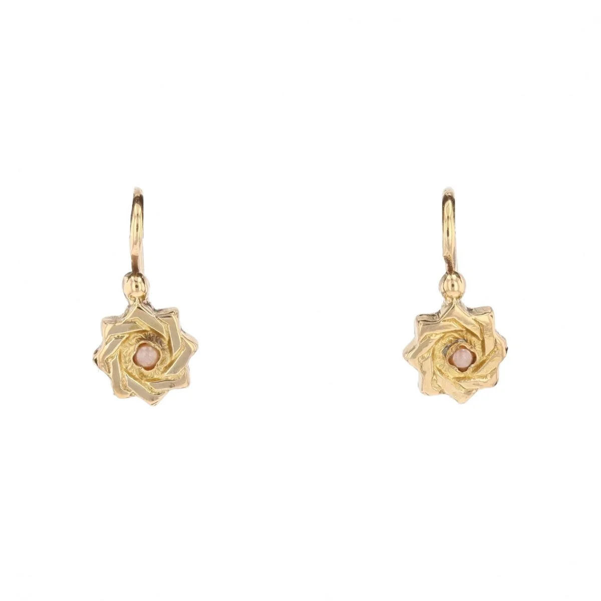 Boucles d'oreilles Dormeuses en or jaune et perles