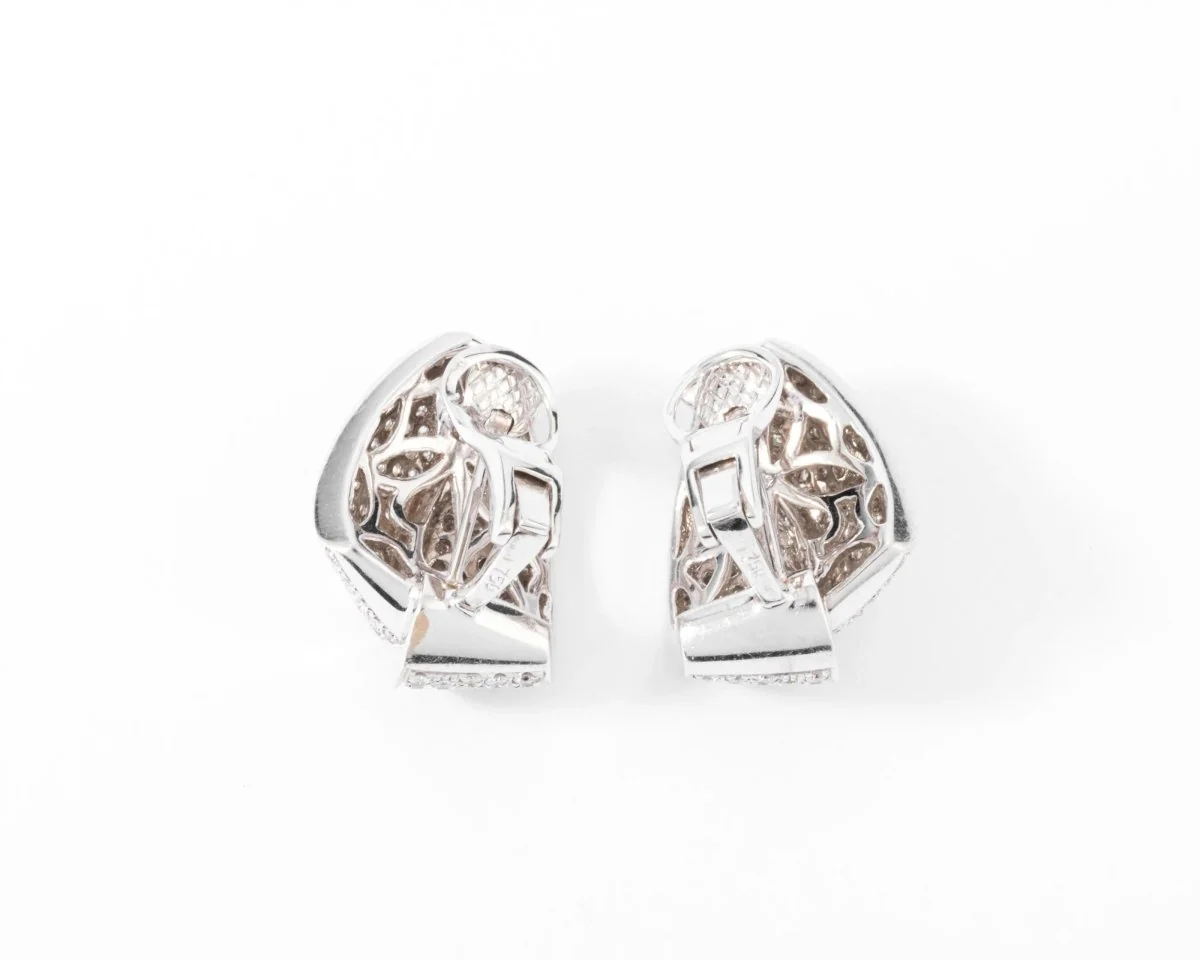 Double créole en or gris et diamant - Image 2