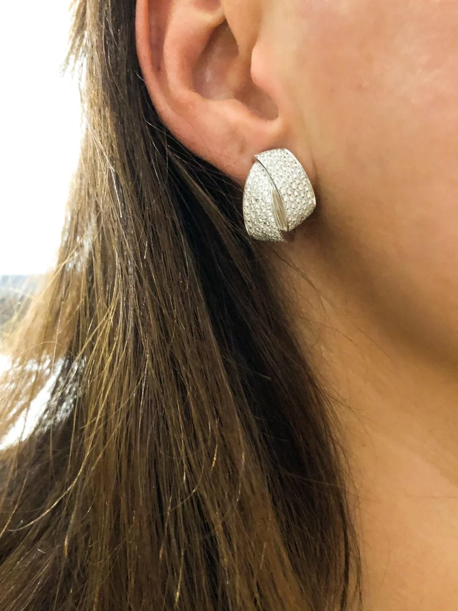 Double créole en or gris et diamant - Image 3
