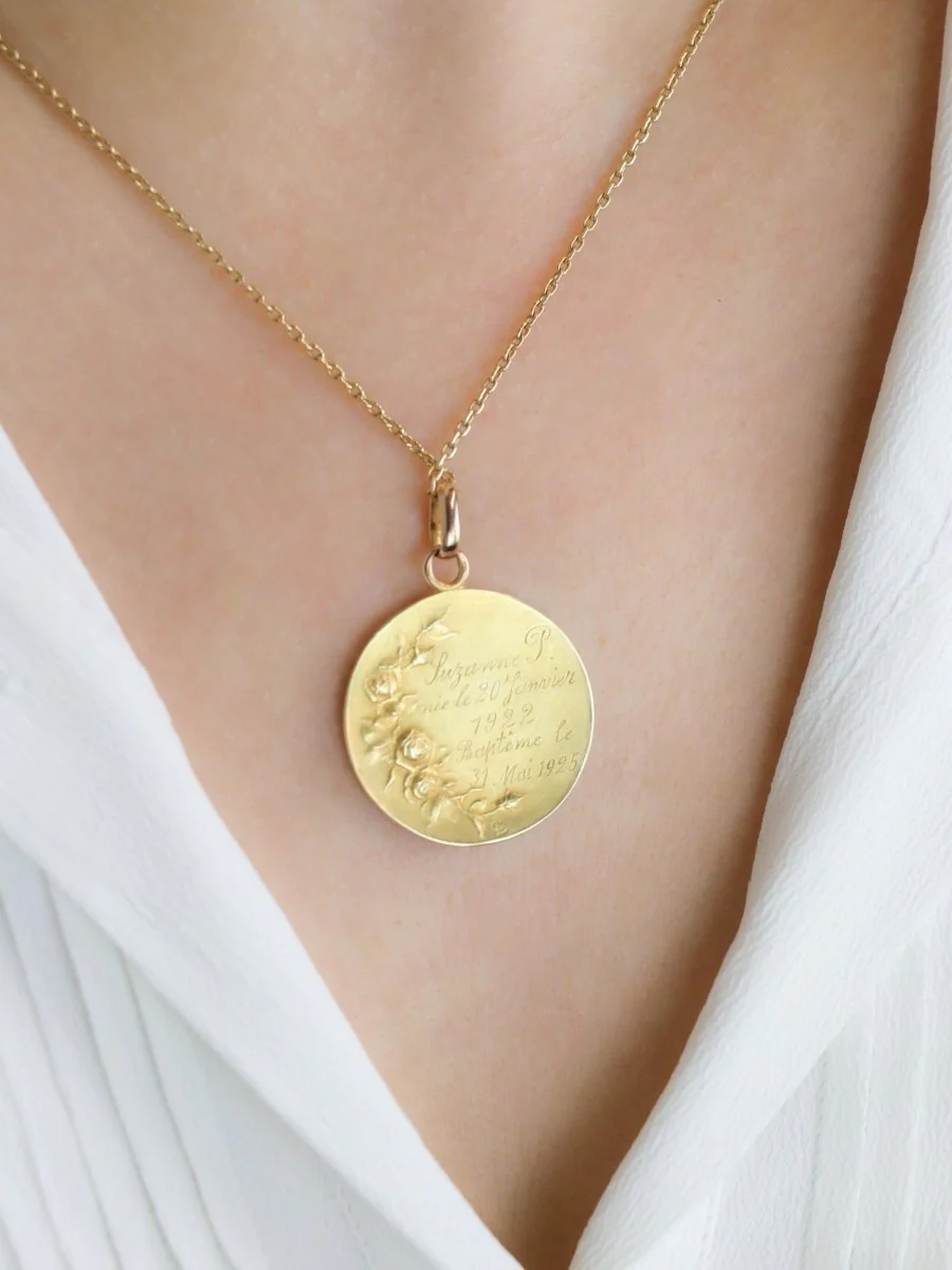 DROPSY Médaille Art Nouveau Sancta Maria or jaune - Image 7
