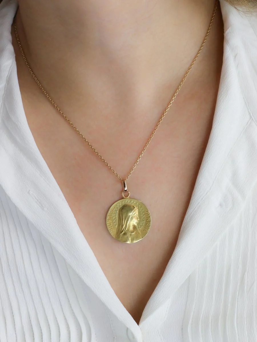 DROPSY Médaille Art Nouveau Sancta Maria or jaune - Image 8