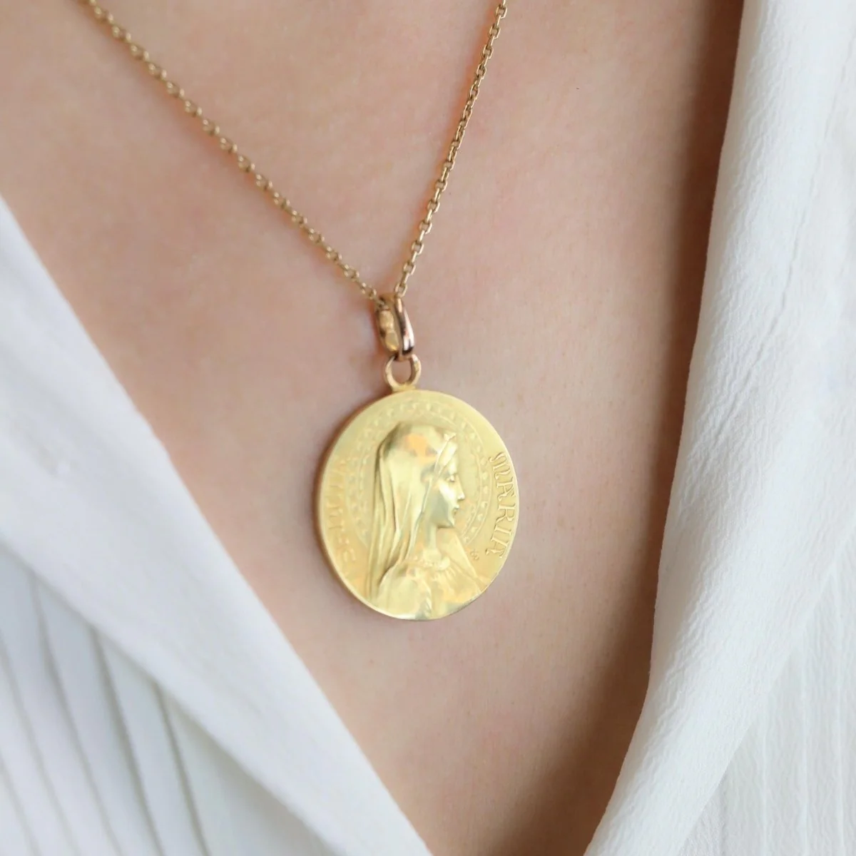 DROPSY Médaille Art Nouveau Sancta Maria or jaune - Image 6