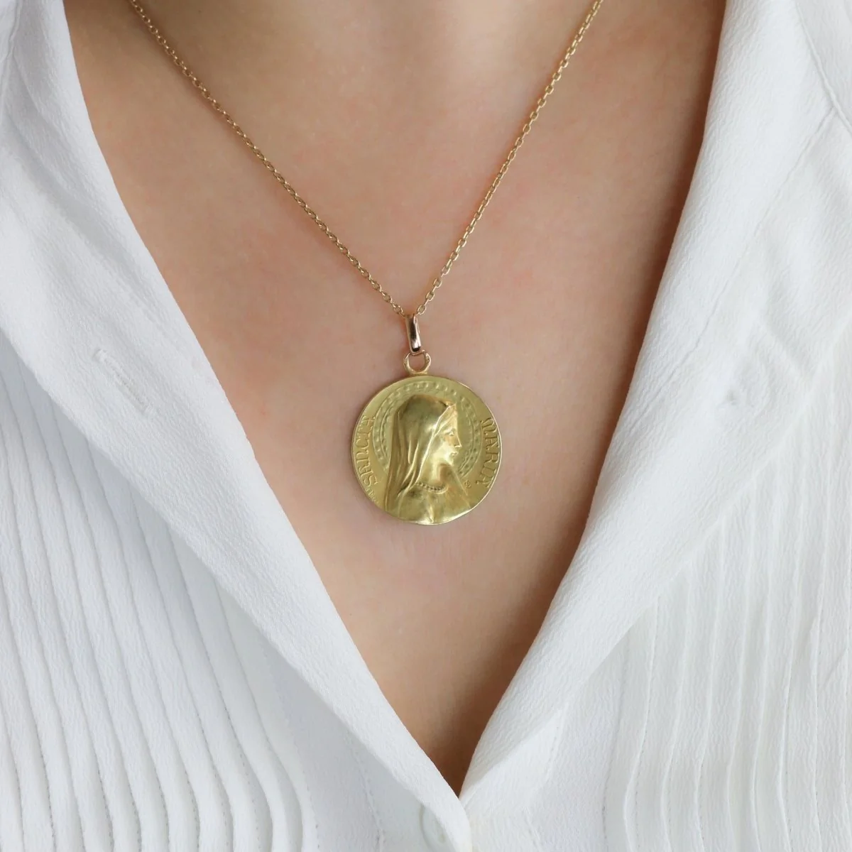 DROPSY Médaille Art Nouveau Sancta Maria or jaune - Image 8