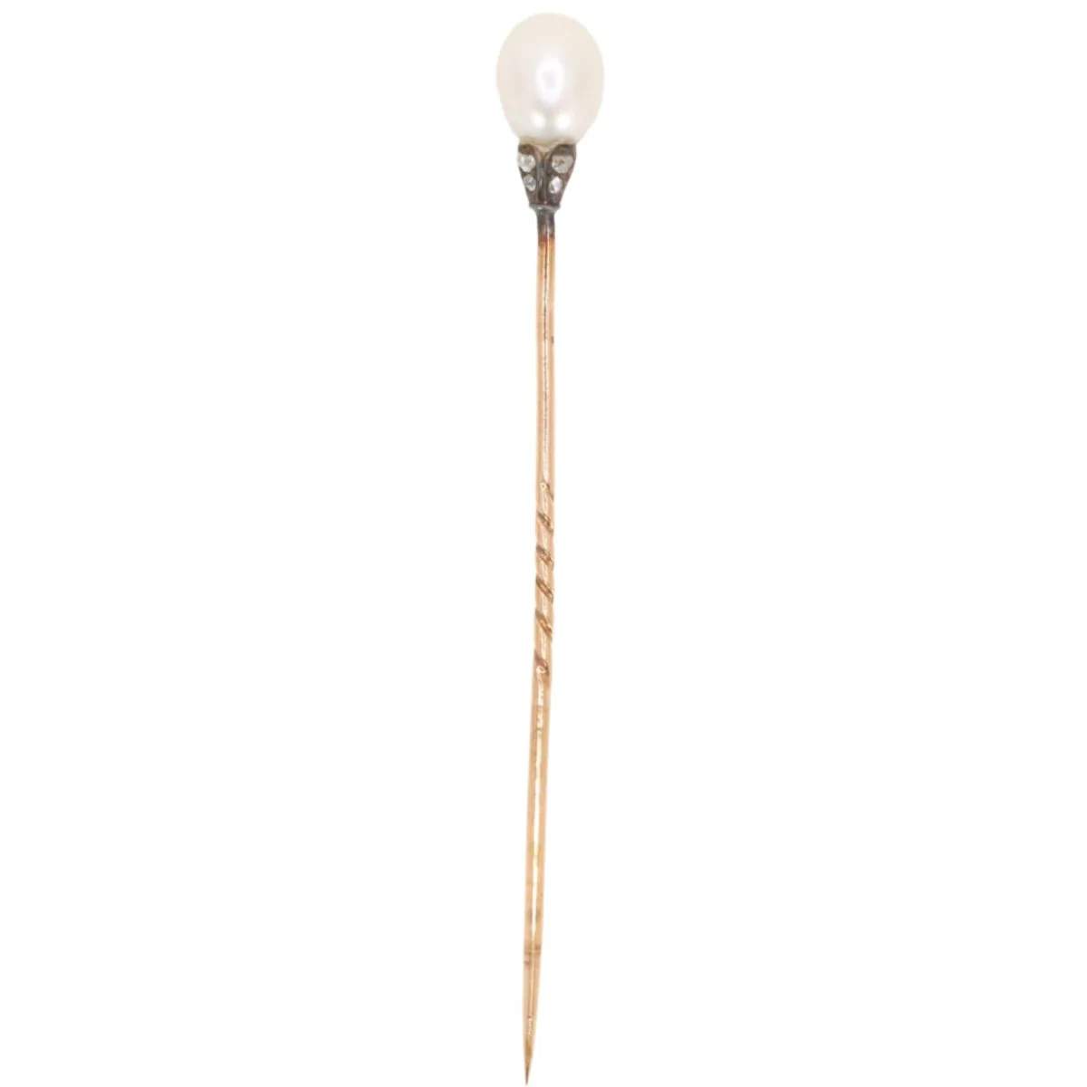 Epingle or jaune perle fine diamants