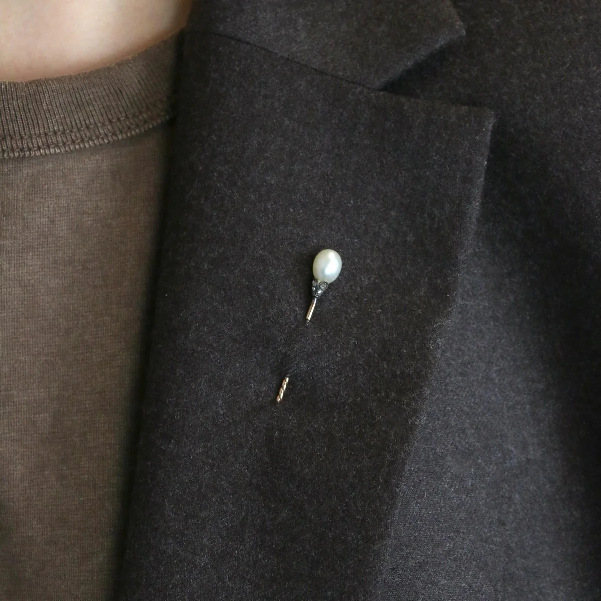 Epingle or jaune perle fine diamants - Image 2