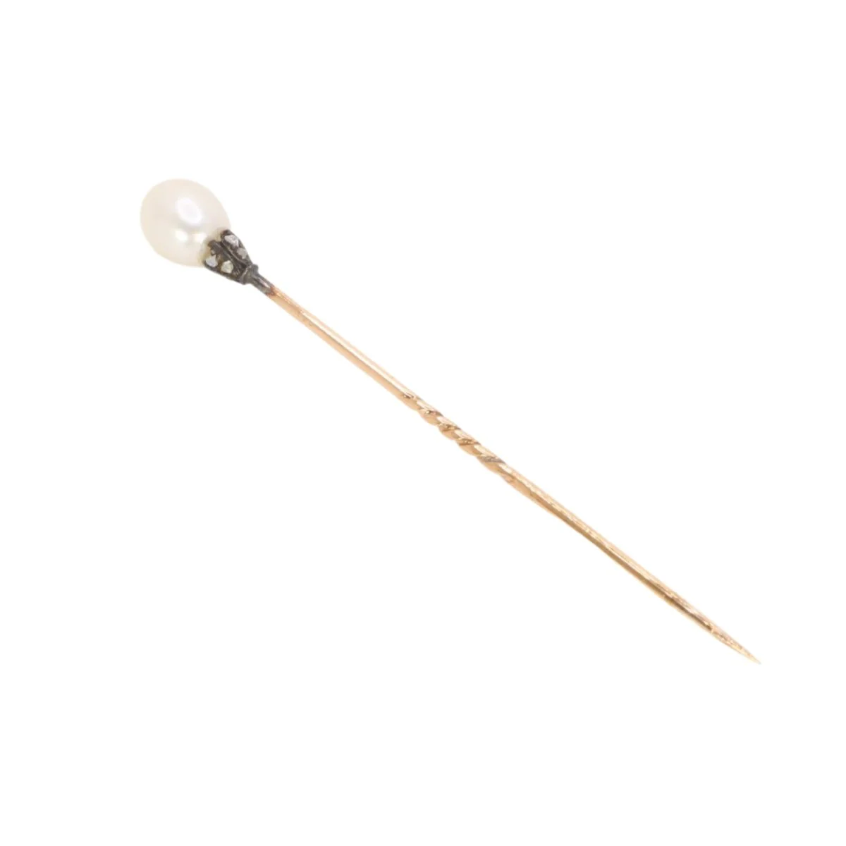 Epingle or jaune perle fine diamants - Image 4