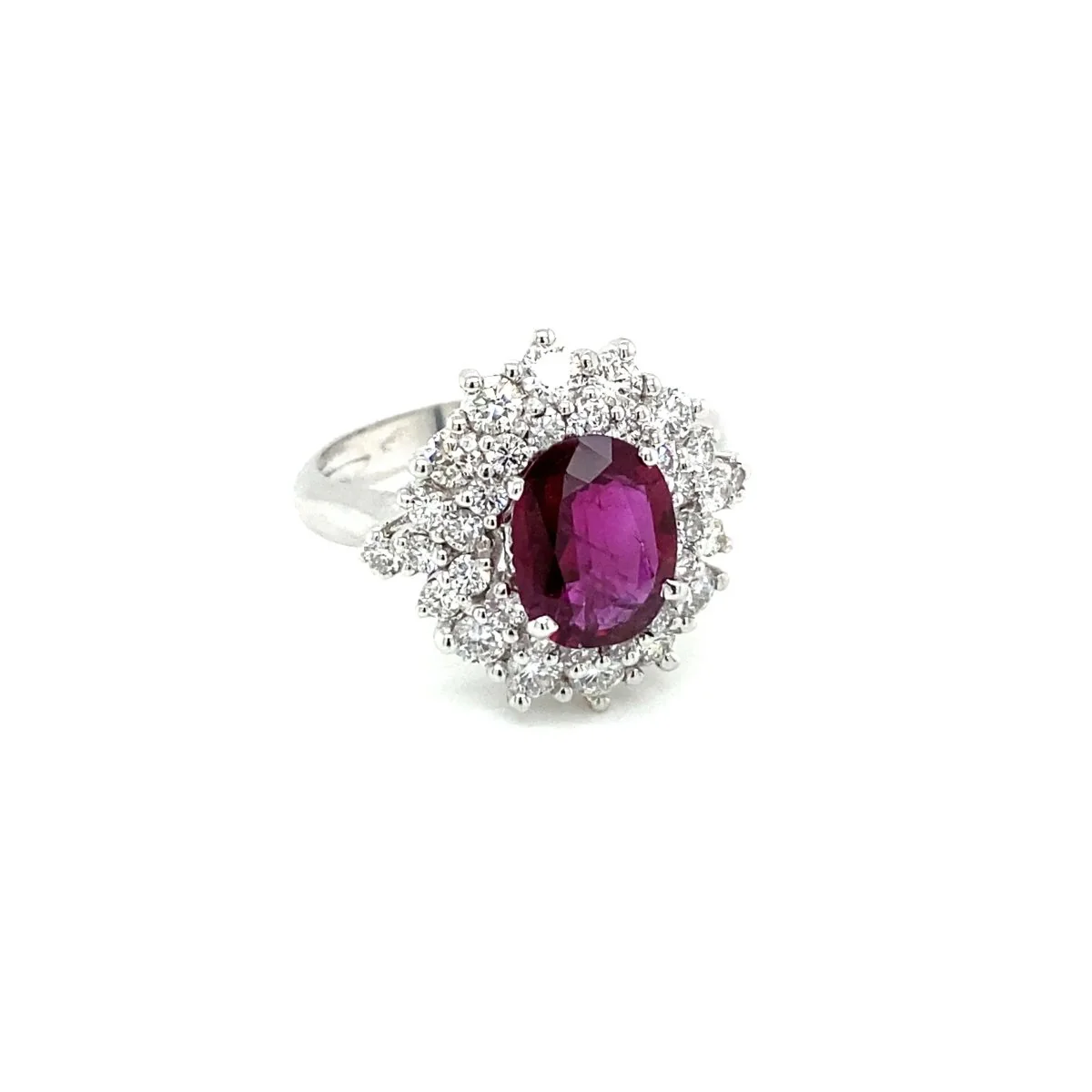 Bague en or blanc, rubis et diamant - Image 4