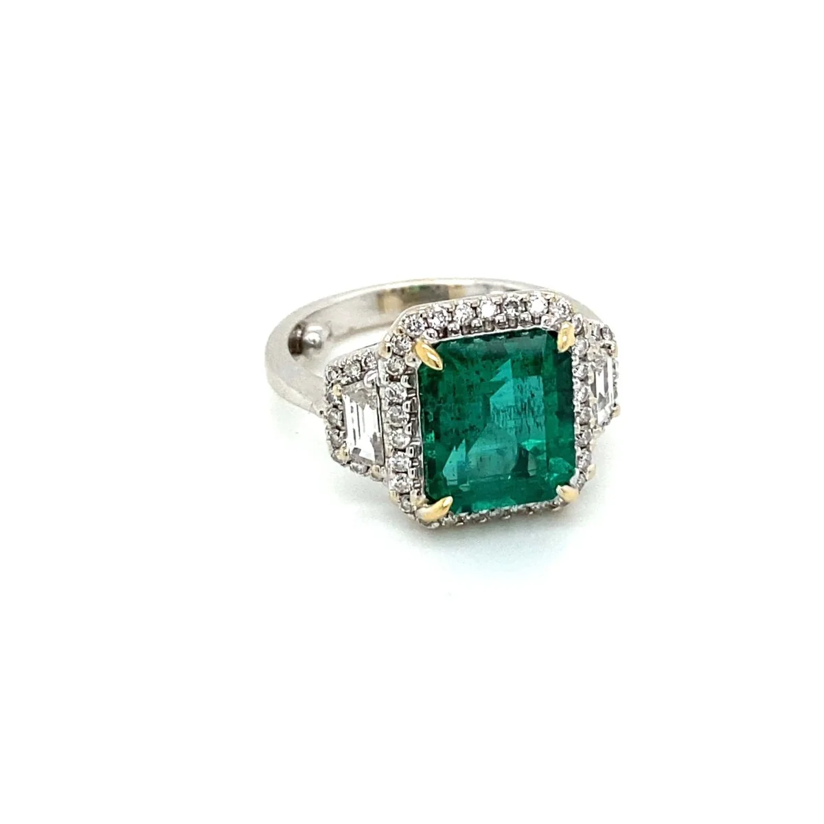 Estate Certified 3,33 Carat Natural Emerald Diamonds Gold Ring - Image 11