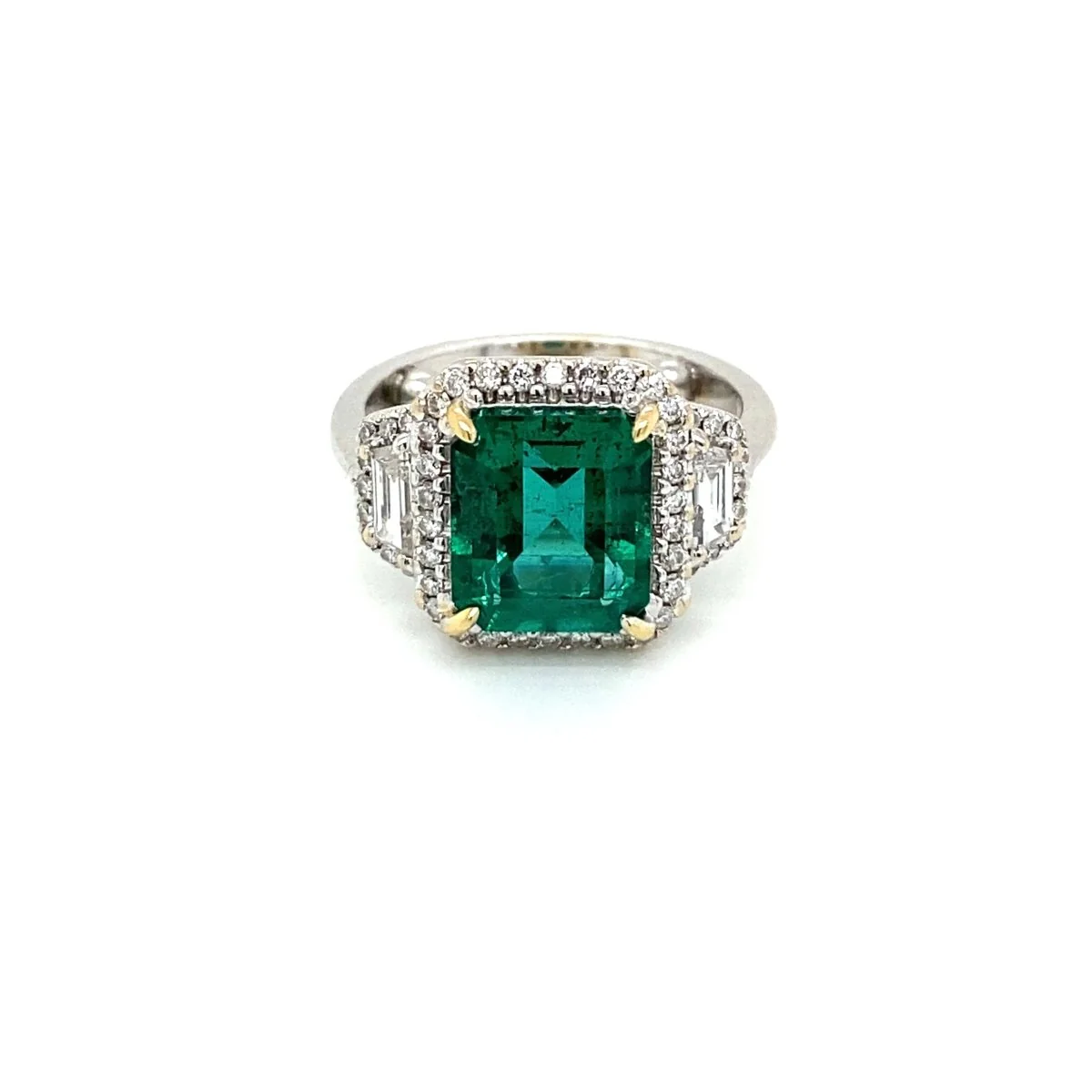 Estate Certified 3,33 Carat Natural Emerald Diamonds Gold Ring - Image 2