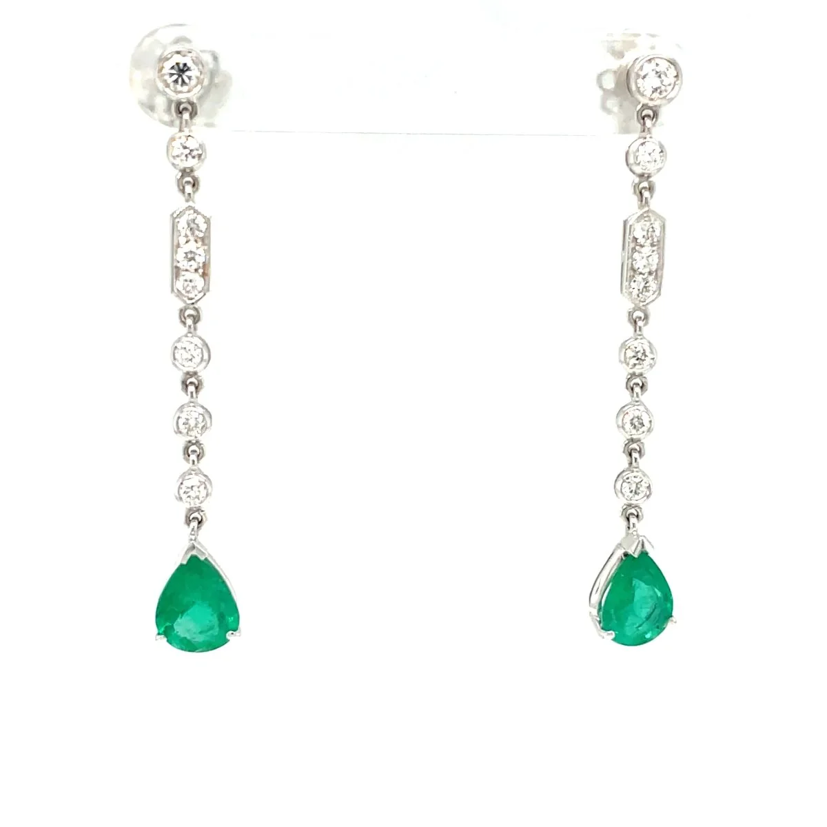 Boucles d'oreilles chandelier en émeraude colombienne et diamant d'été - Image 5