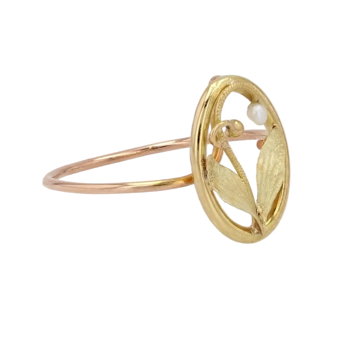 Bague en or jaune, or rose et perle - Image 5