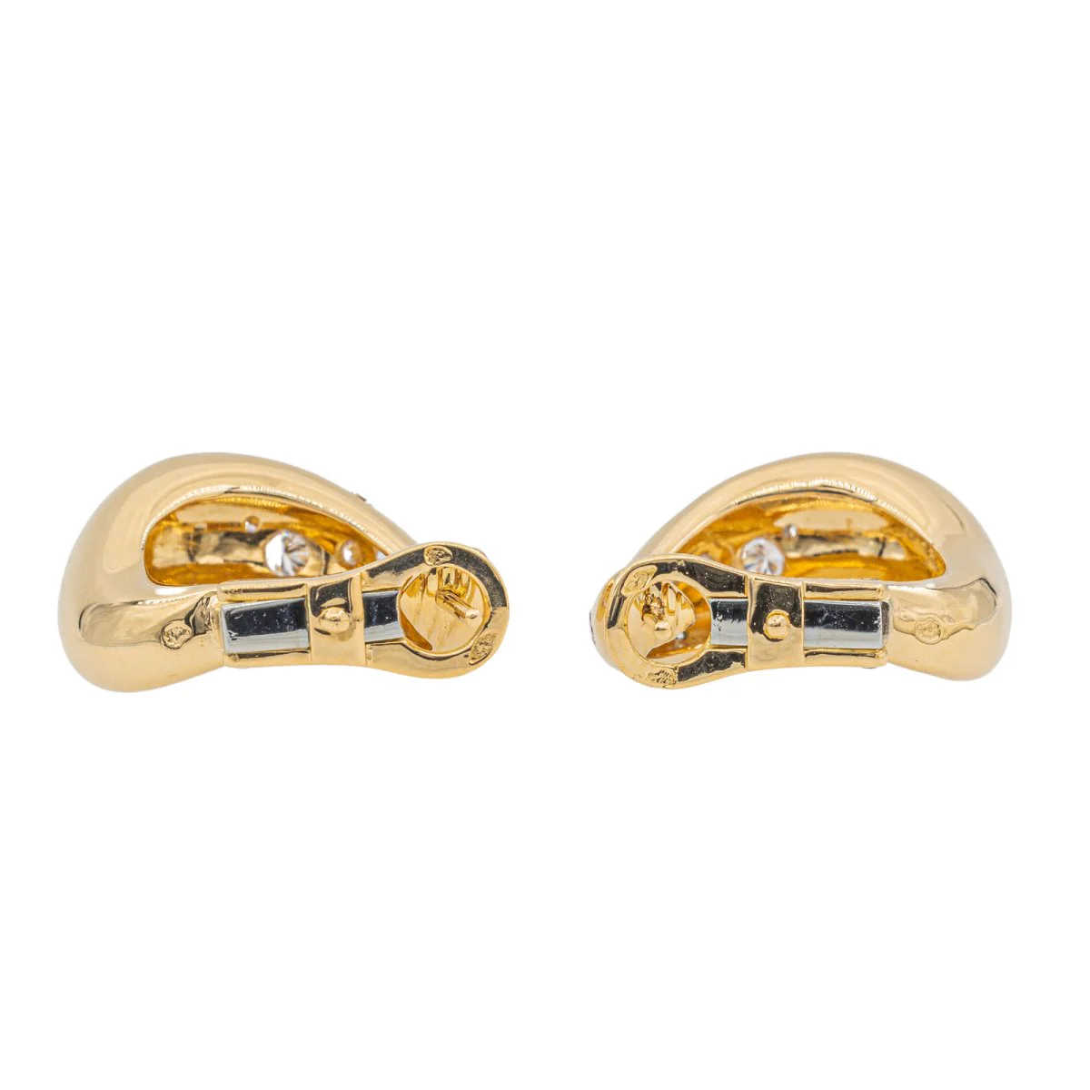 Boucles d'oreilles Créoles FRED en or jaune et diamant - Image 4
