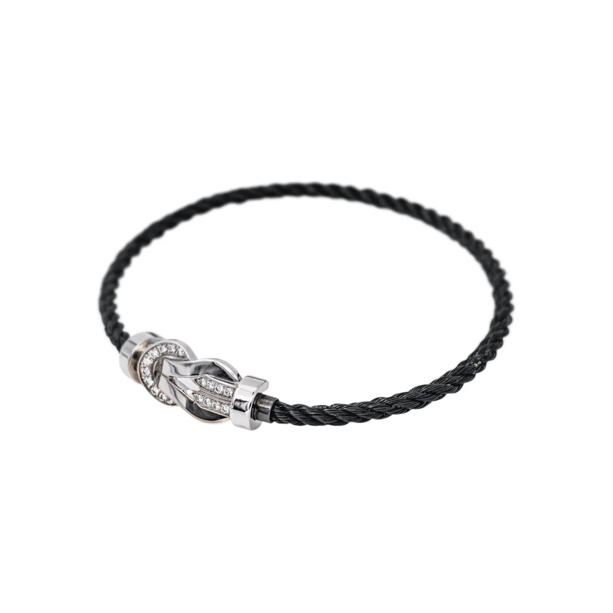 Bracelet FRED "Chance Infinie" en or blanc, acier, nylon et diamants - Image 3